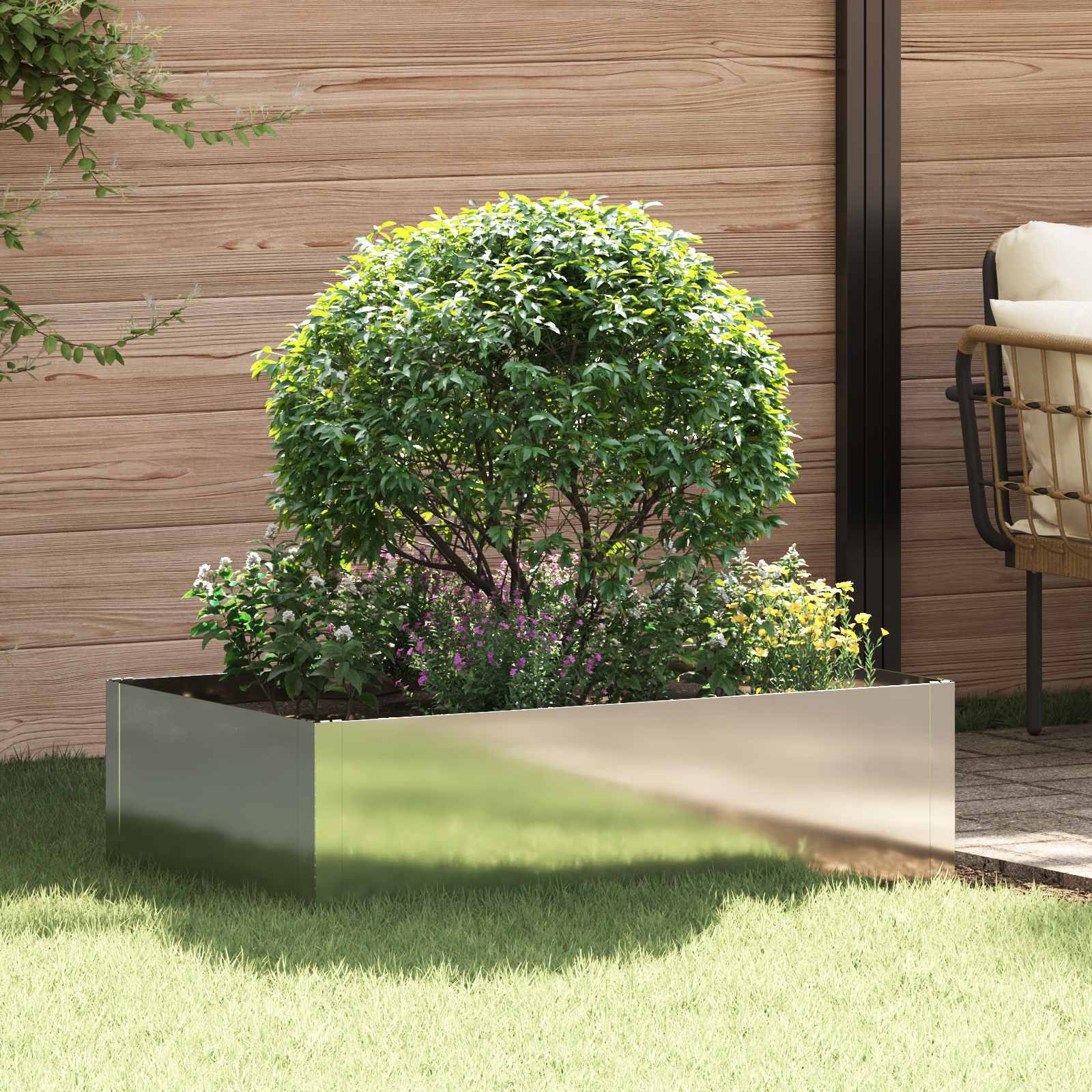 vidaXL Krawężnik do trawnika 100 x 60 x 35 cm Stal srebrny
