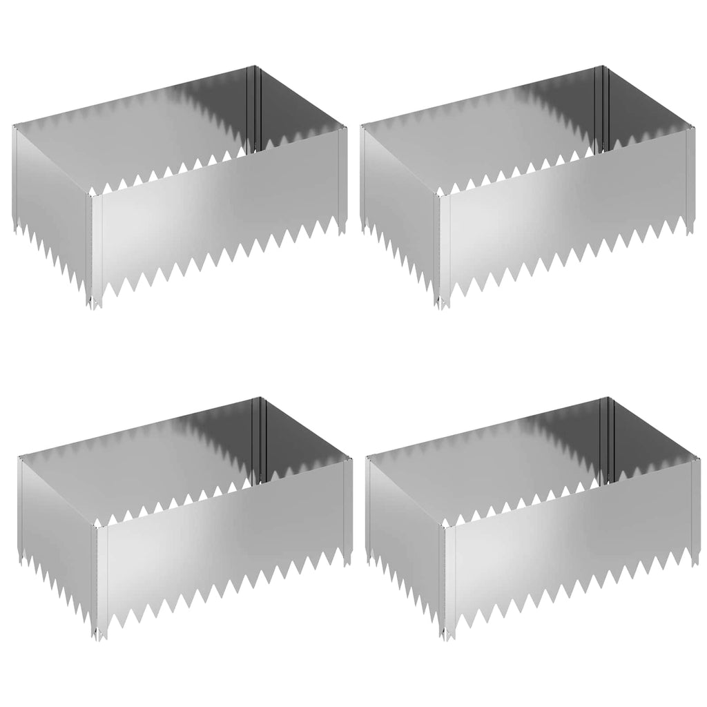 vidaXL Krawężnik do trawnika 4 pcs 100 x 60 x 35 cm Stal srebrny