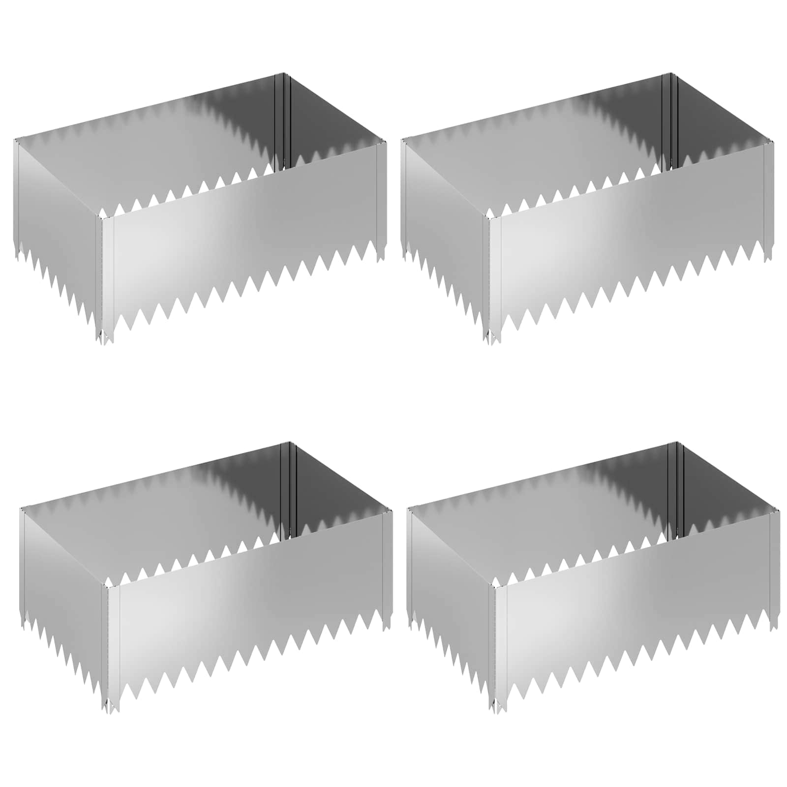 vidaXL Krawężnik do trawnika 4 pcs 100 x 60 x 35 cm Stal srebrny