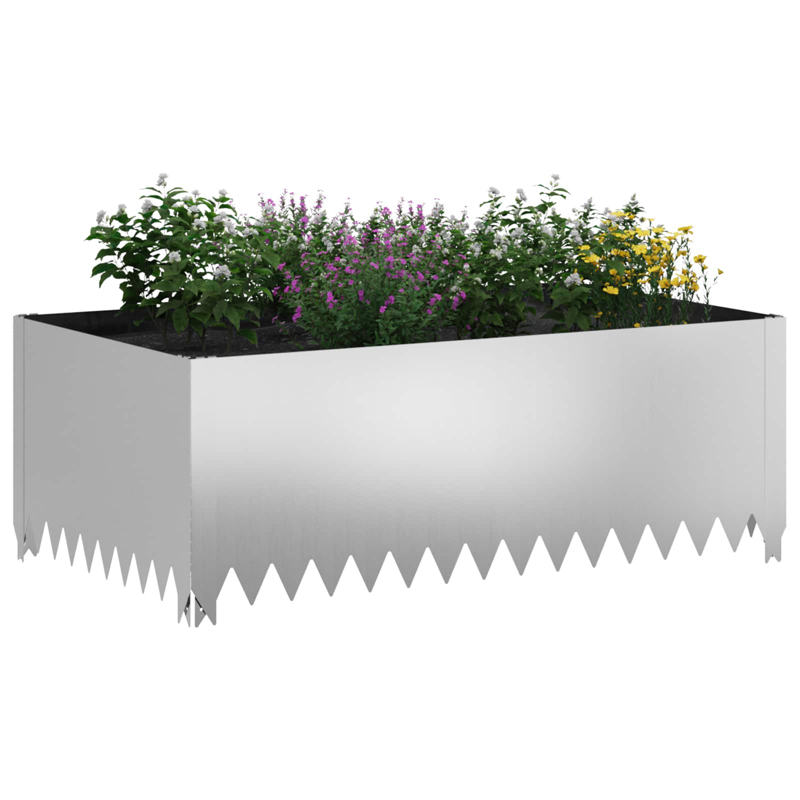 vidaXL Krawężnik do trawnika 4 pcs 100 x 60 x 35 cm Stal srebrny