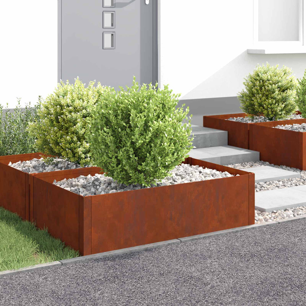 vidaXL Krawężnik do trawnika 4 pcs 100 x 60 x 35 cm Stal Rdzawy