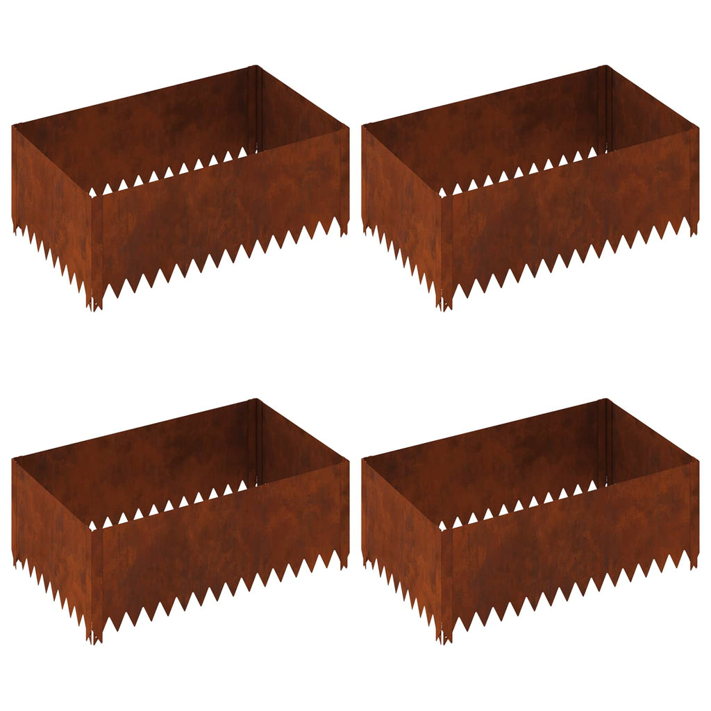 vidaXL Krawężnik do trawnika 4 pcs 100 x 60 x 35 cm Stal Rdzawy