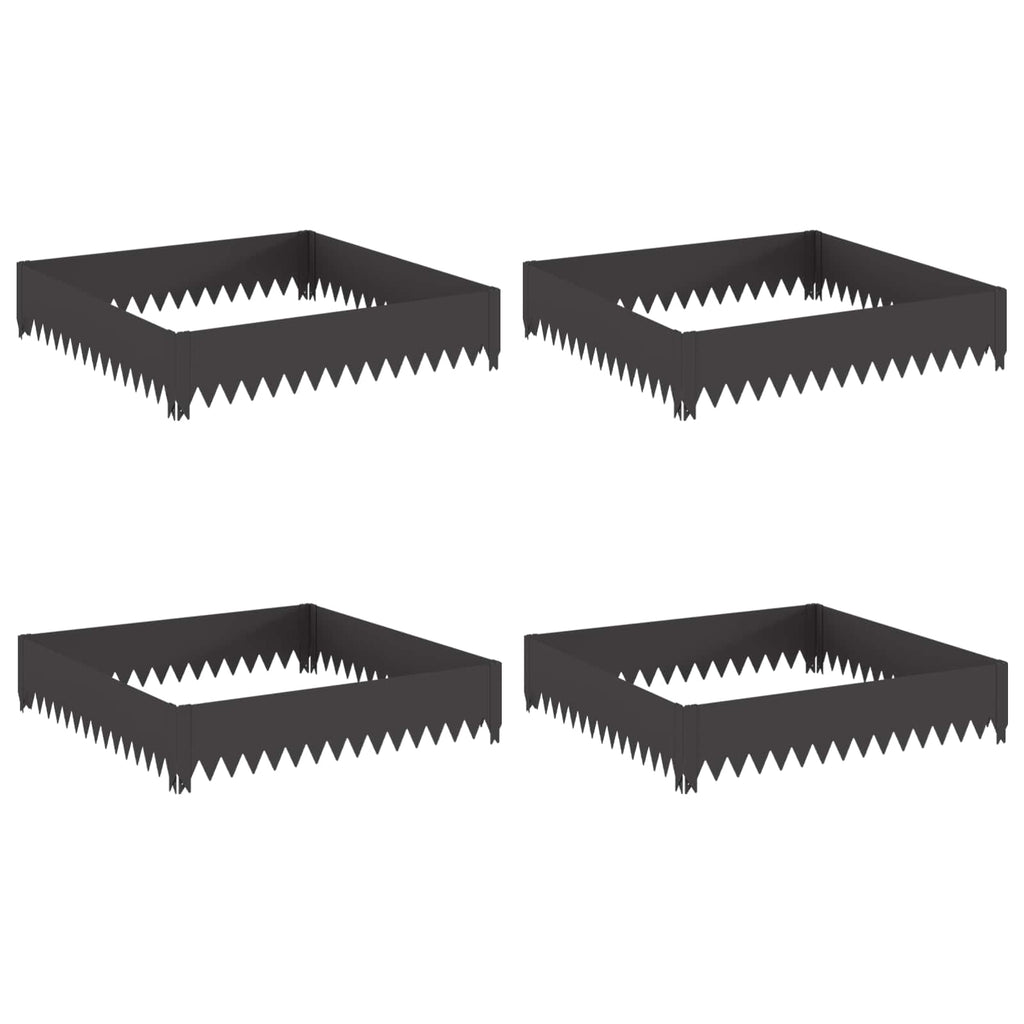 vidaXL Krawężnik do trawnika 4 pcs 100 x 100 x 20 cm Stal Czarny