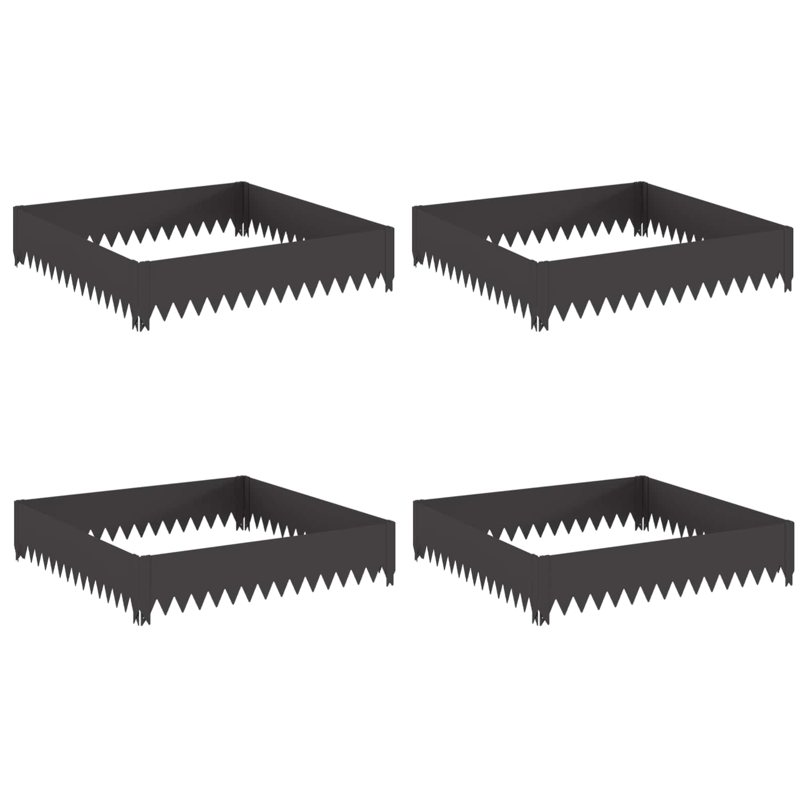 vidaXL Krawężnik do trawnika 4 pcs 100 x 100 x 20 cm Stal Czarny
