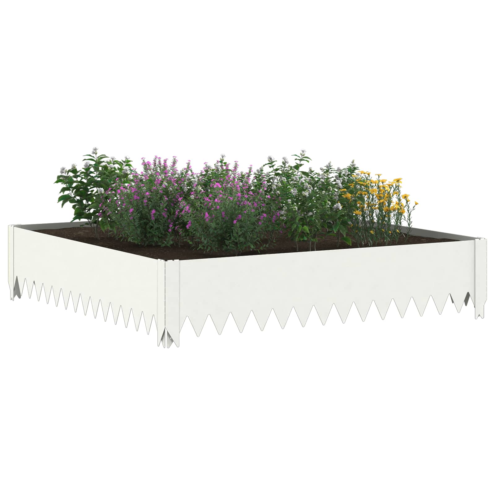vidaXL Krawężnik do trawnika 100 x 100 x 20 cm Stal Biały