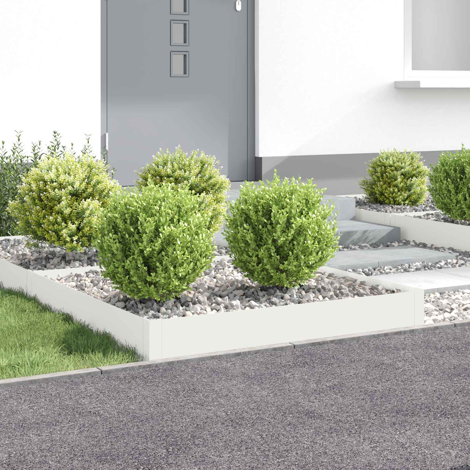 vidaXL Krawężnik do trawnika 4 szt. 100 x 100 x 20 cm Stal Biały