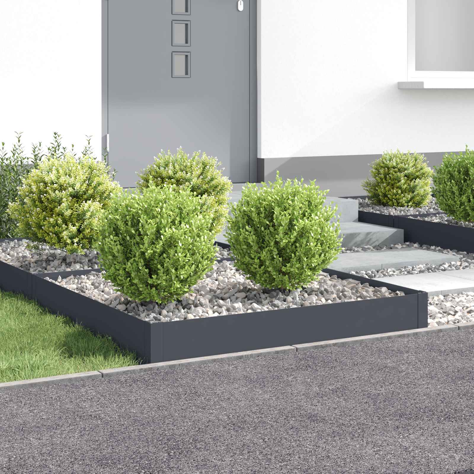 vidaXL Krawężnik do trawnika 4 szt. 100 x 100 x 20 cm Stal antracytowy