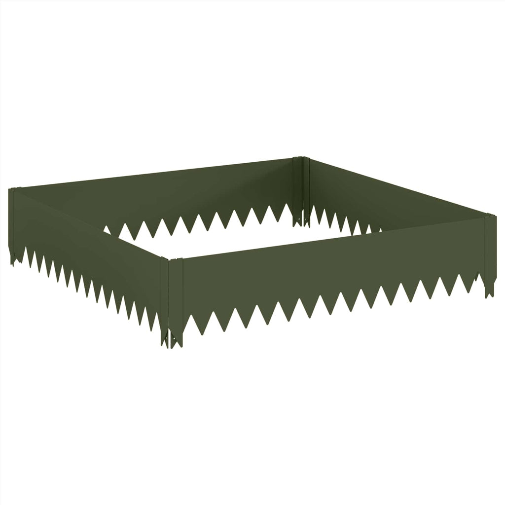 vidaXL Krawężnik do trawnika 100 x 100 x 20 cm Stal Oliwkowy zielony