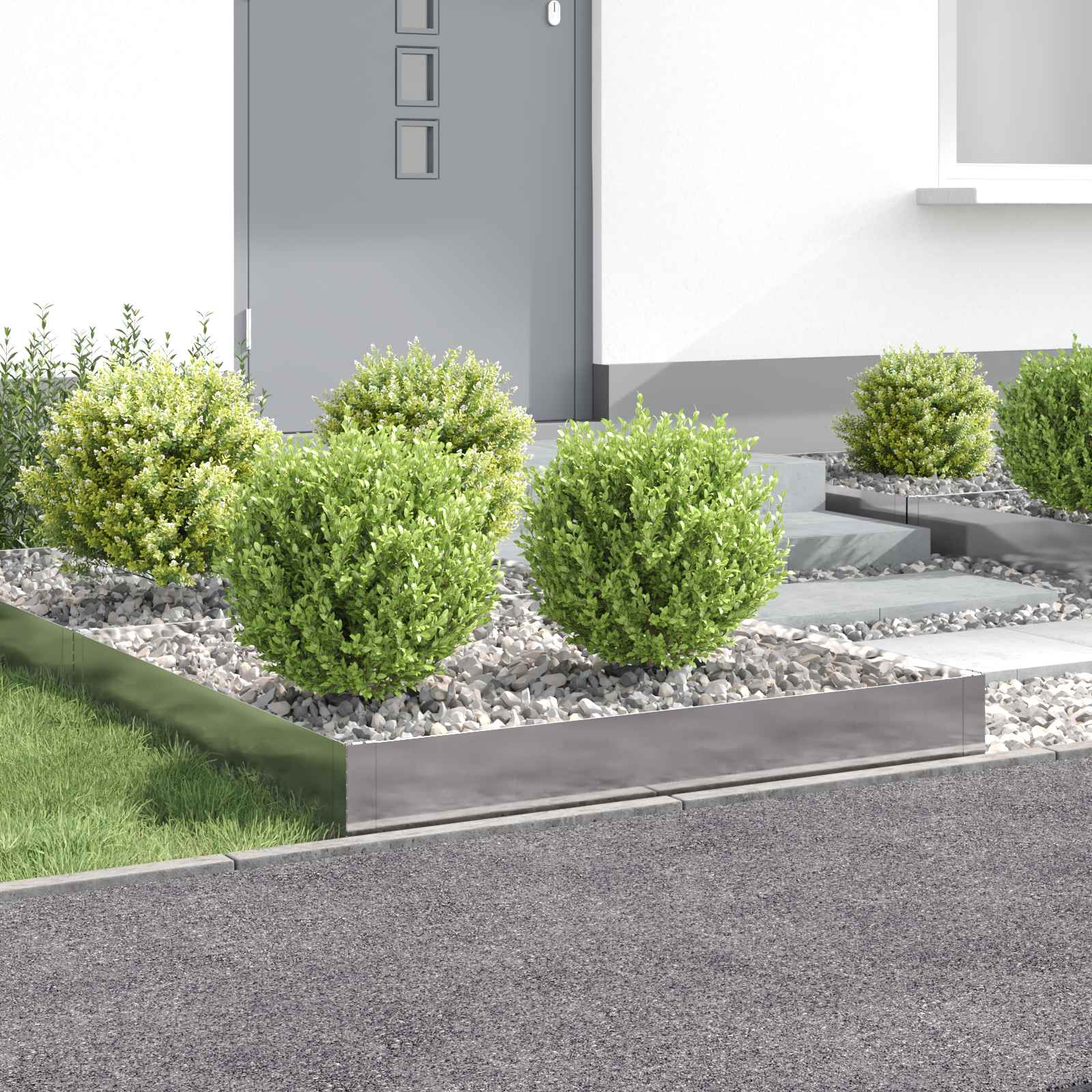 vidaXL Krawężnik do trawnika 4 szt. 100 x 100 x 20 cm Stal srebrny