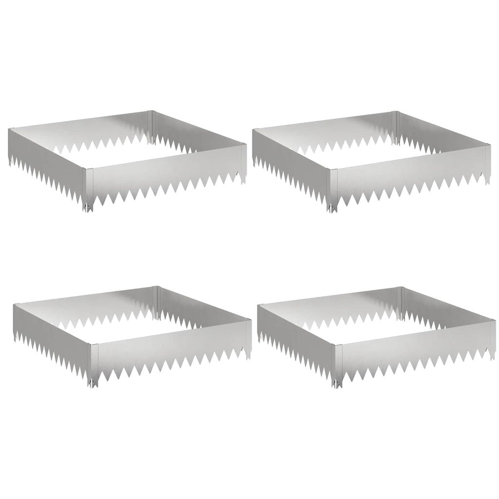 vidaXL Krawężnik do trawnika 4 szt. 100 x 100 x 20 cm Stal srebrny