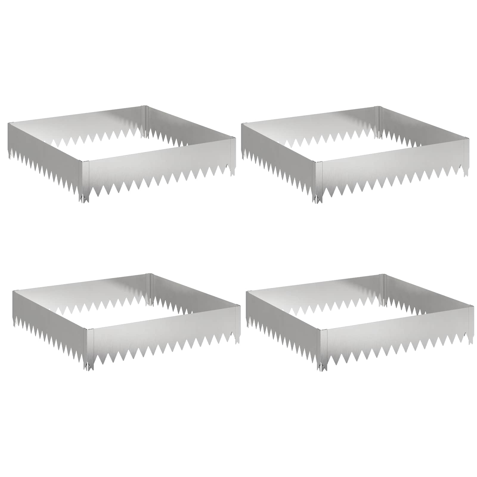 vidaXL Krawężnik do trawnika 4 szt. 100 x 100 x 20 cm Stal srebrny