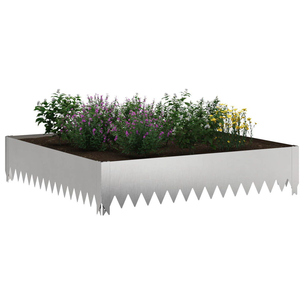 vidaXL Krawężnik do trawnika 4 szt. 100 x 100 x 20 cm Stal srebrny
