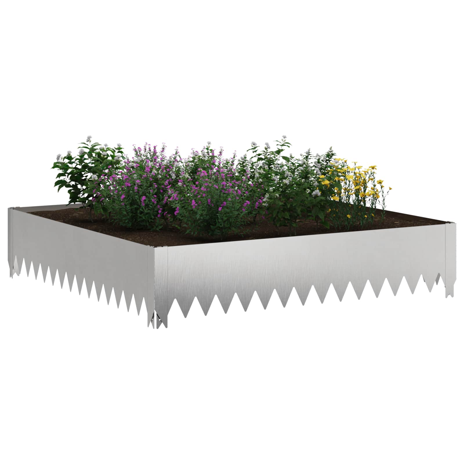 vidaXL Krawężnik do trawnika 4 szt. 100 x 100 x 20 cm Stal srebrny