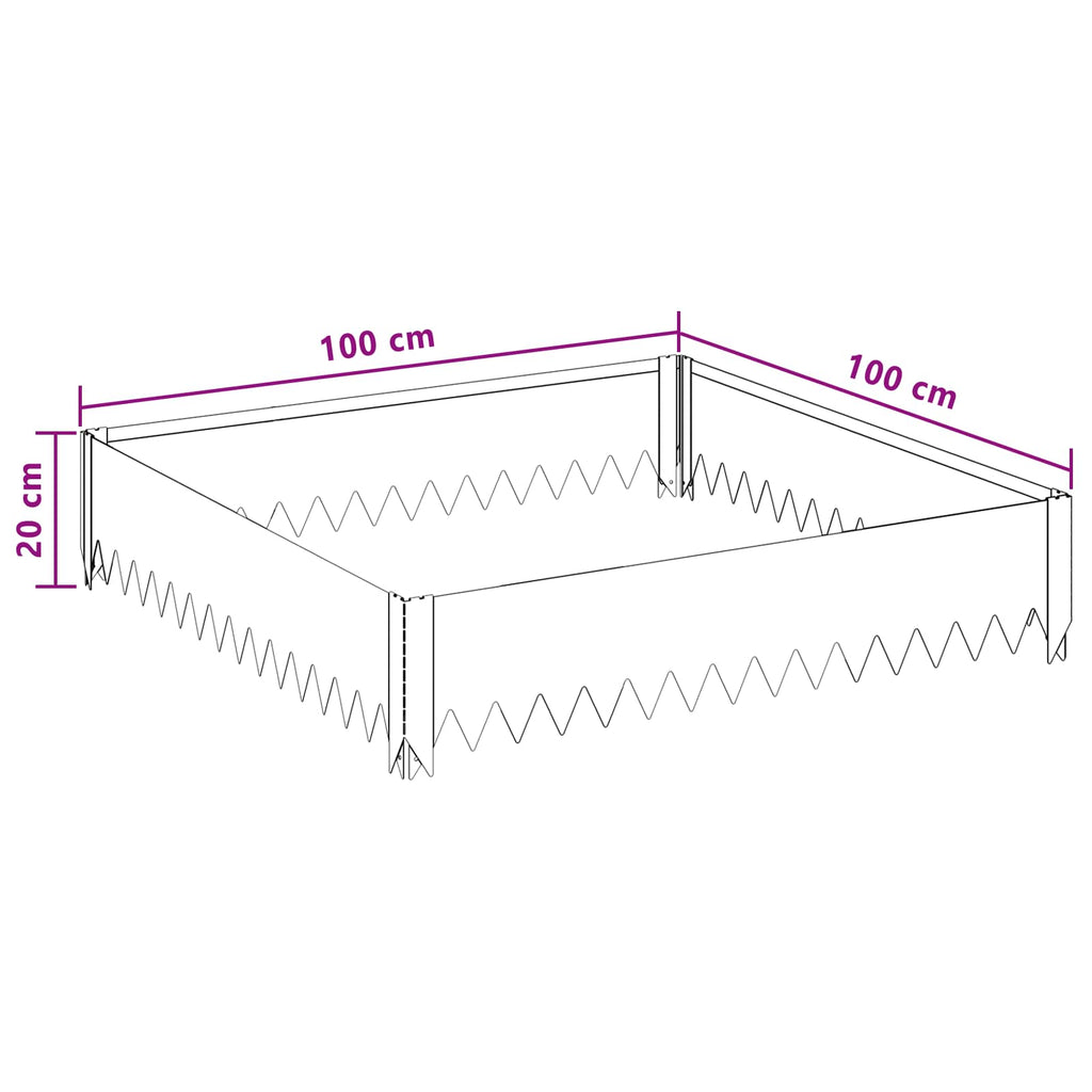 vidaXL Krawężnik do trawnika 4 szt. 100 x 100 x 20 cm Stal srebrny