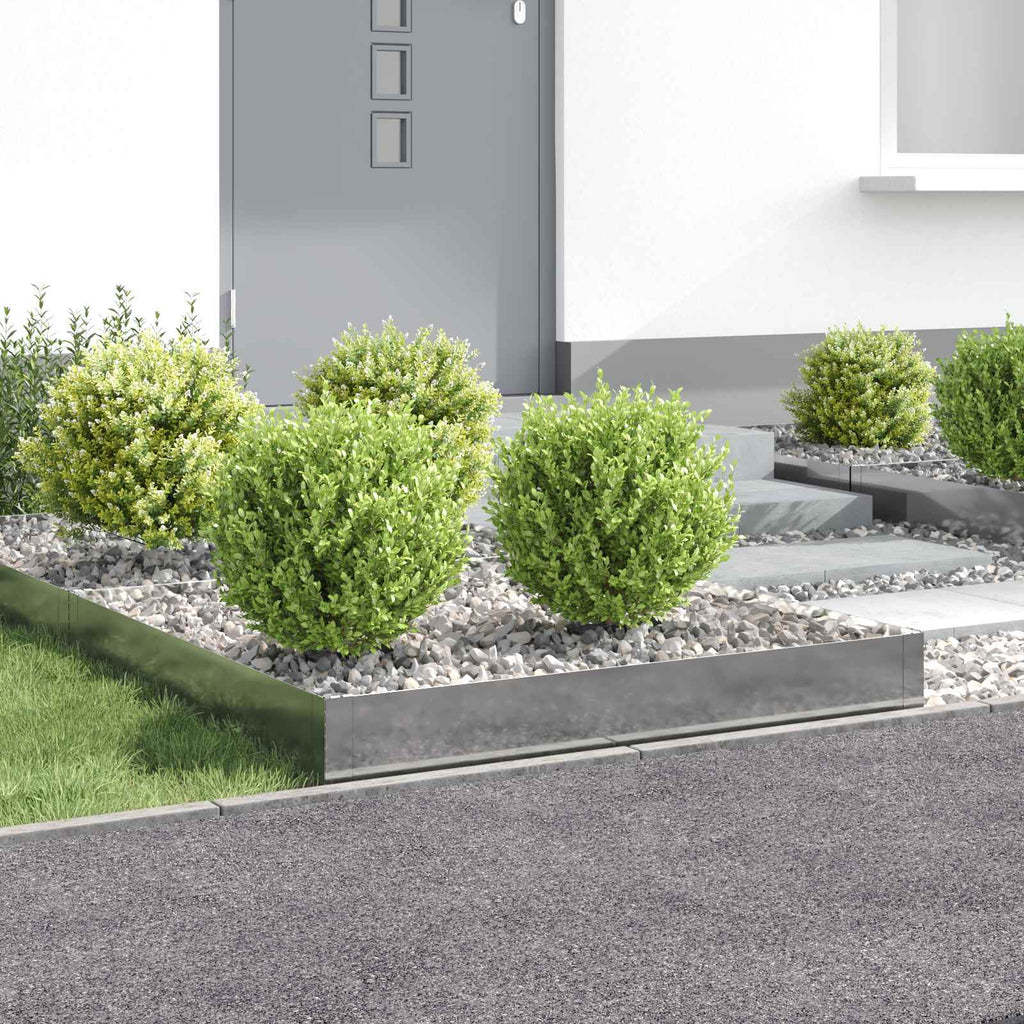 vidaXL Krawężnik do trawnika 4 pcs 100 x 100 x 20 cm Stal srebrny