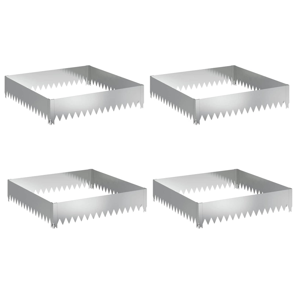 vidaXL Krawężnik do trawnika 4 pcs 100 x 100 x 20 cm Stal srebrny