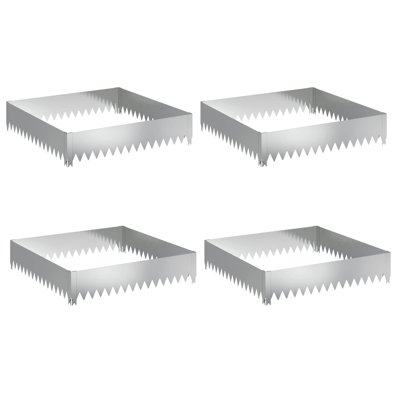vidaXL Krawężnik do trawnika 4 pcs 100 x 100 x 20 cm Stal srebrny