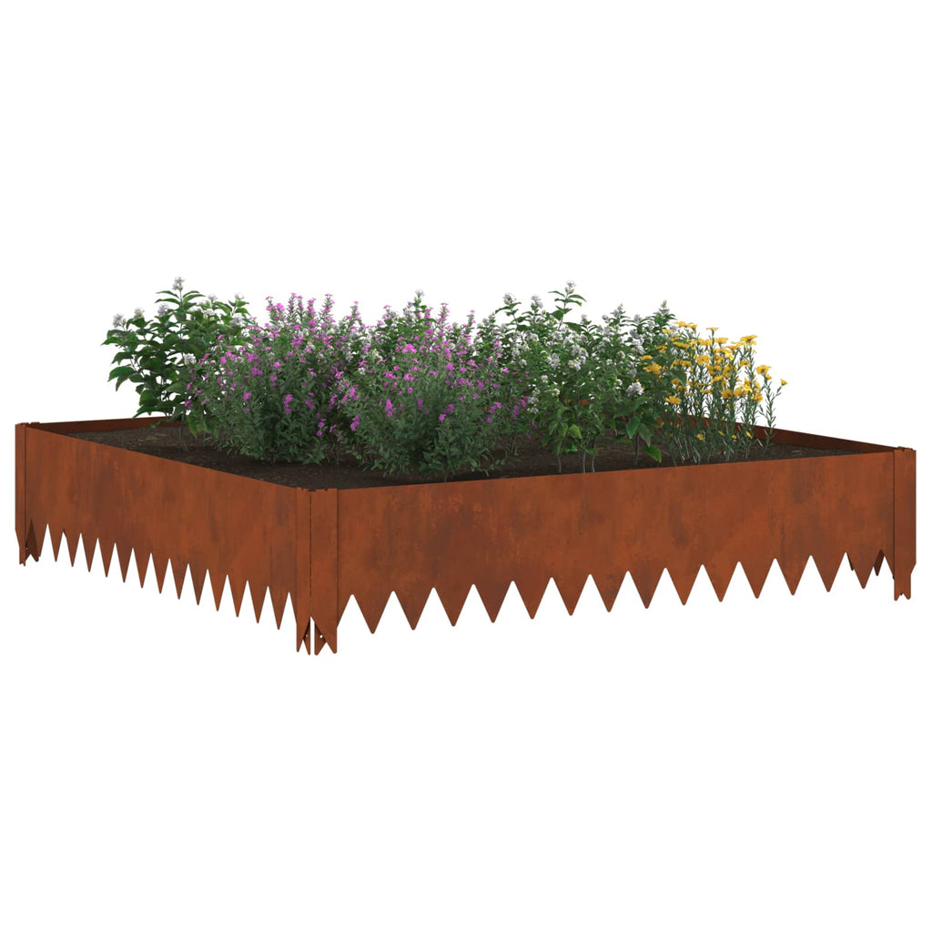vidaXL Krawężnik do trawnika 100 x 100 x 20 cm Stal Rdzawy