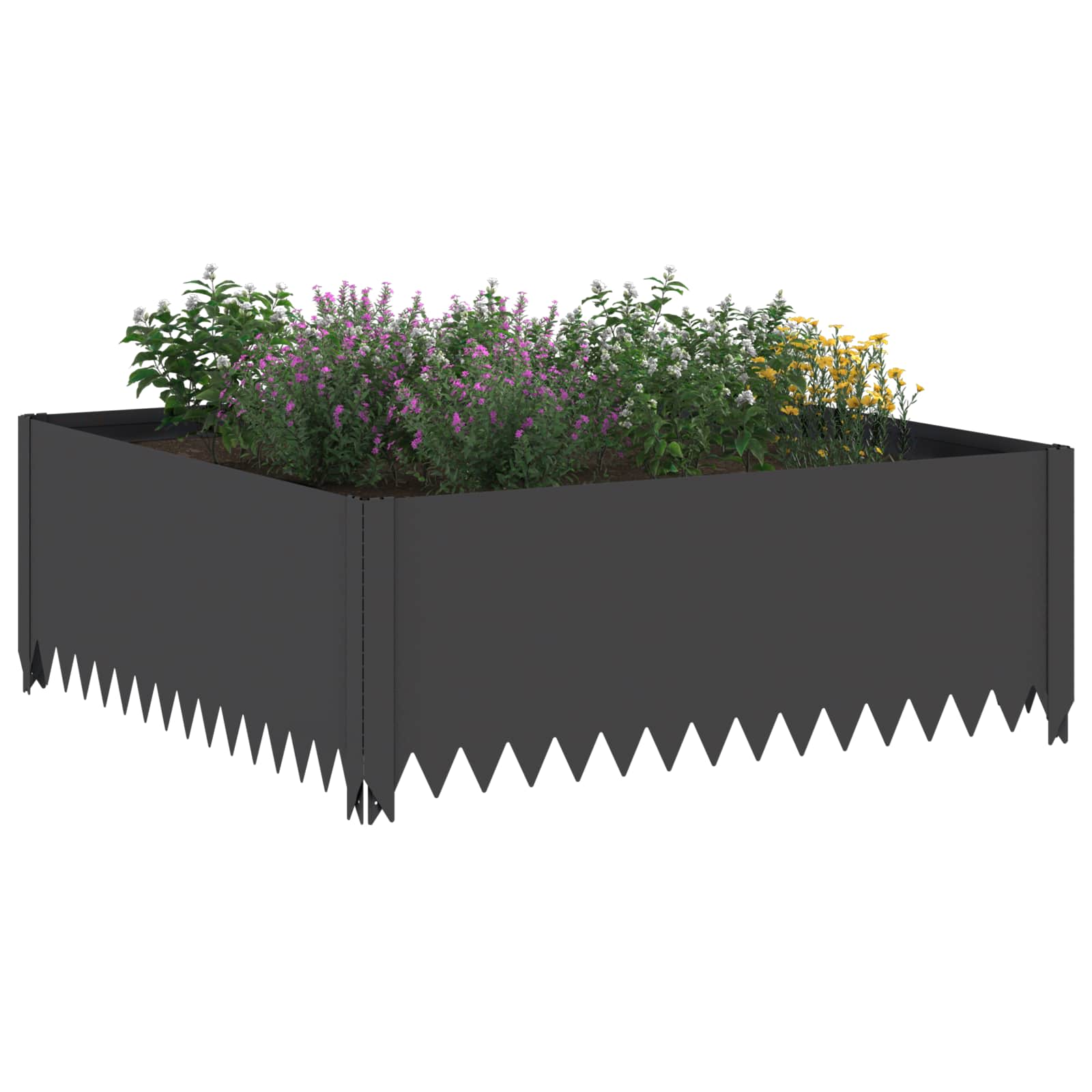 vidaXL Krawężnik do trawnika 100 x 100 x 35 cm Stal Czarny