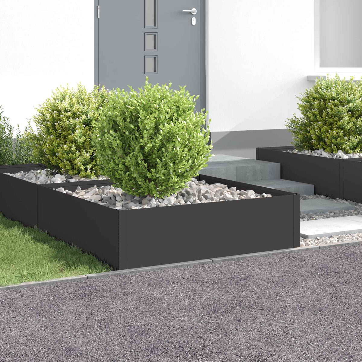 vidaXL Krawężnik do trawnika 4 szt. 100 x 100 x 35 cm Stal Czarny