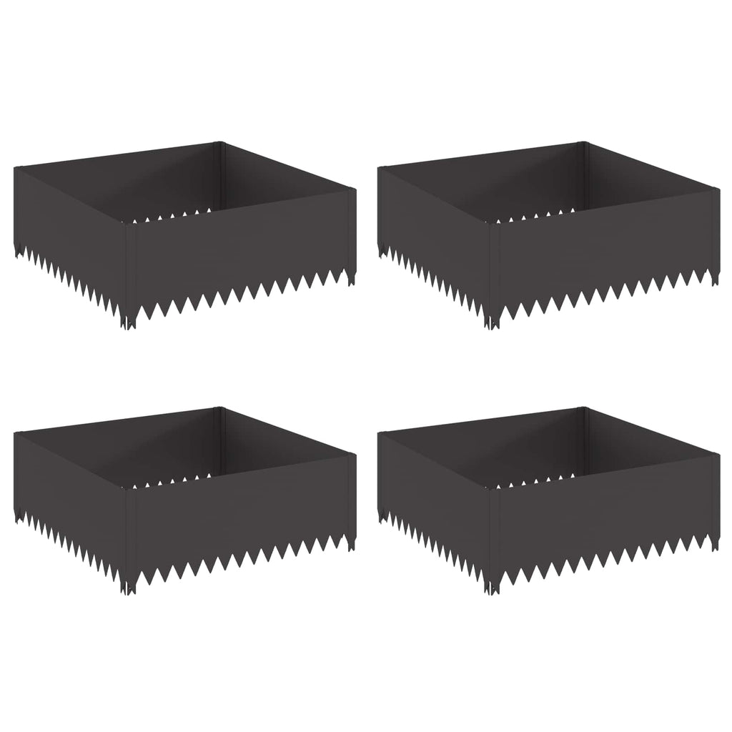 vidaXL Krawężnik do trawnika 4 szt. 100 x 100 x 35 cm Stal Czarny