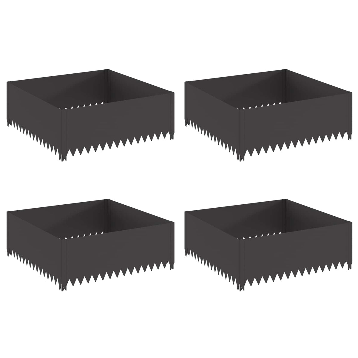 vidaXL Krawężnik do trawnika 4 szt. 100 x 100 x 35 cm Stal Czarny