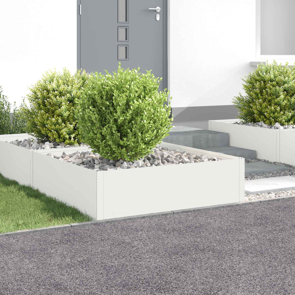 vidaXL Krawężnik do trawnika 4 szt. 100 x 100 x 35 cm Stal Biały