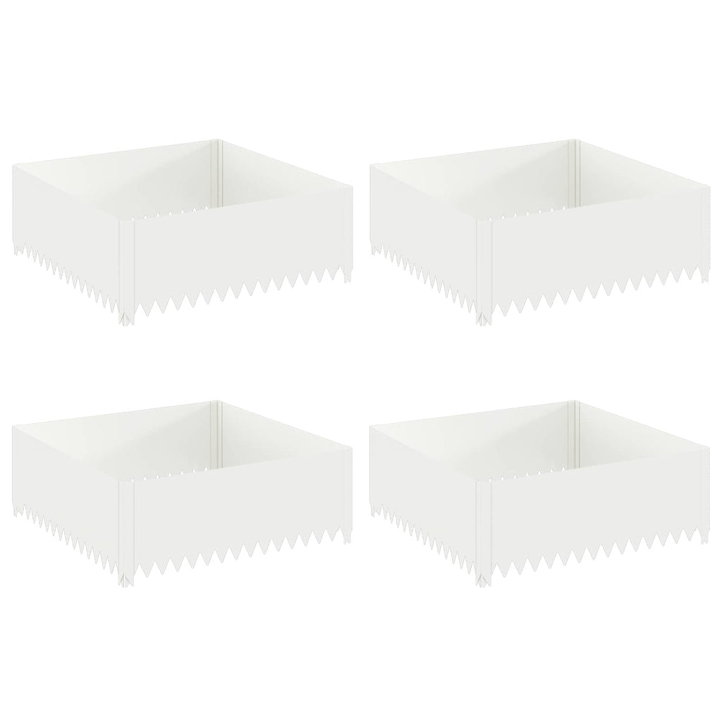 vidaXL Krawężnik do trawnika 4 szt. 100 x 100 x 35 cm Stal Biały