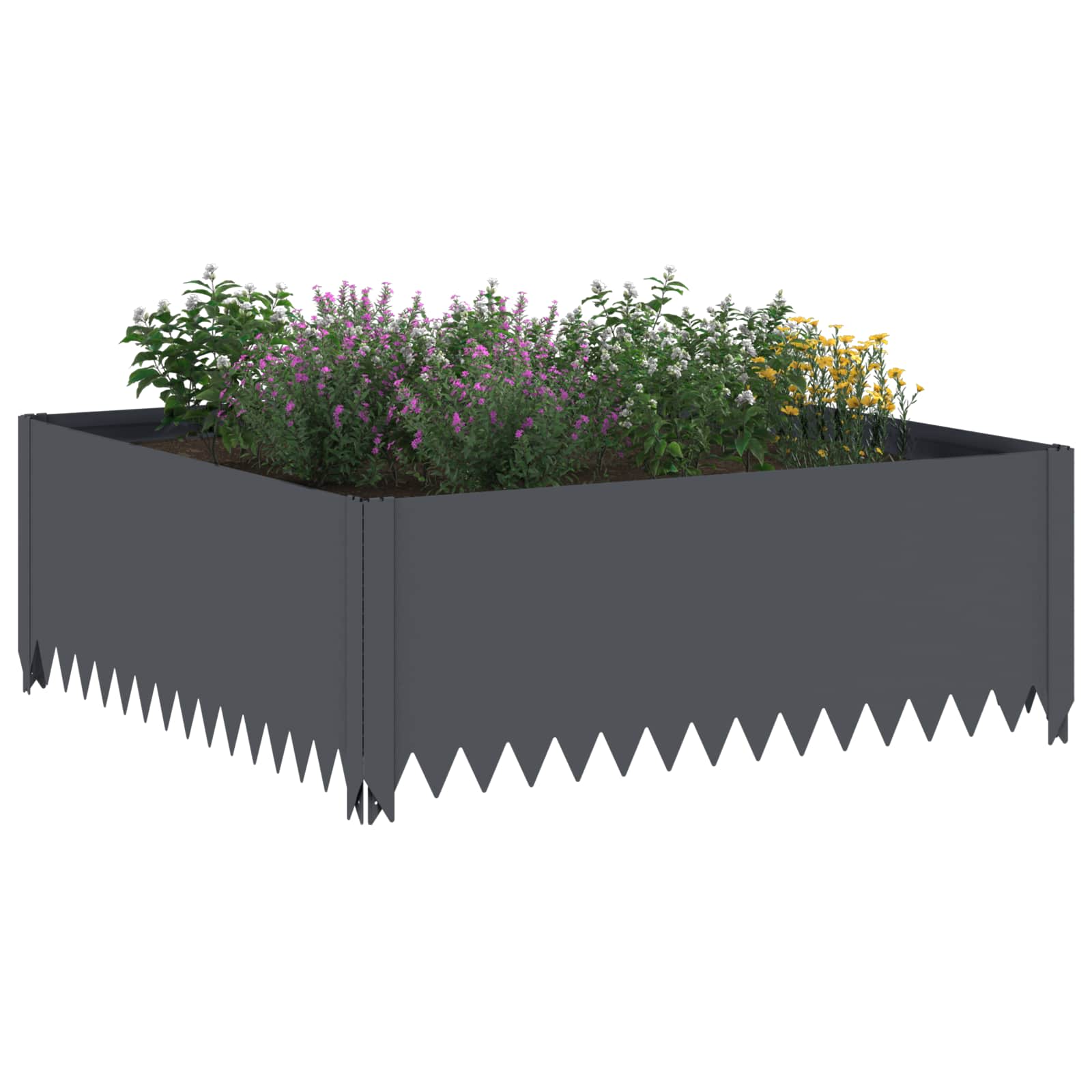 vidaXL Krawężnik do trawnika 100 x 100 x 35 cm Stal antracytowy