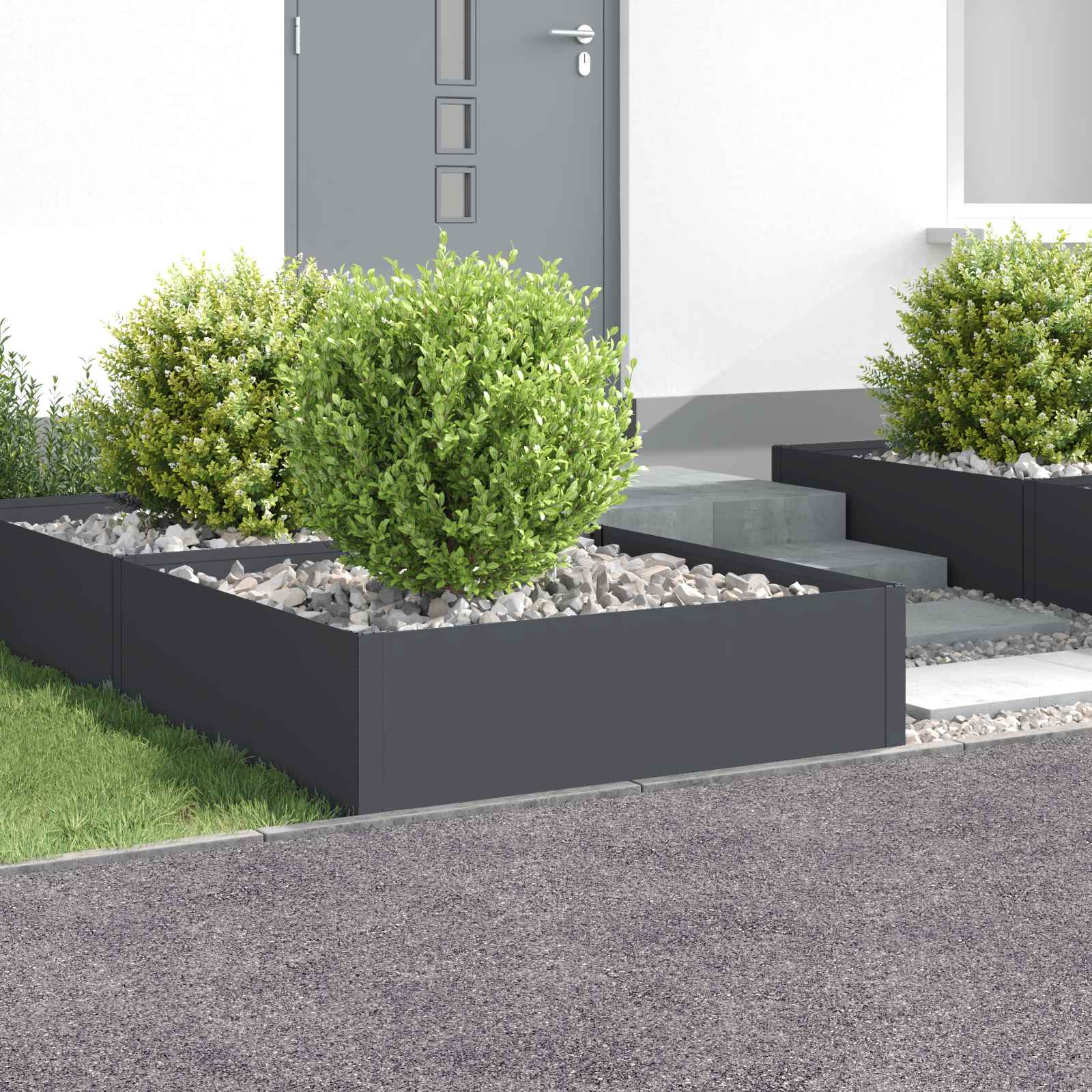 vidaXL Krawężnik do trawnika 4 szt. 100 x 100 x 35 cm Stal antracytowy
