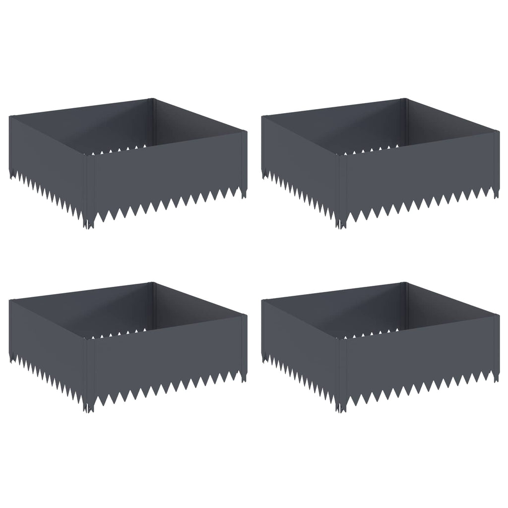 vidaXL Krawężnik do trawnika 4 szt. 100 x 100 x 35 cm Stal antracytowy
