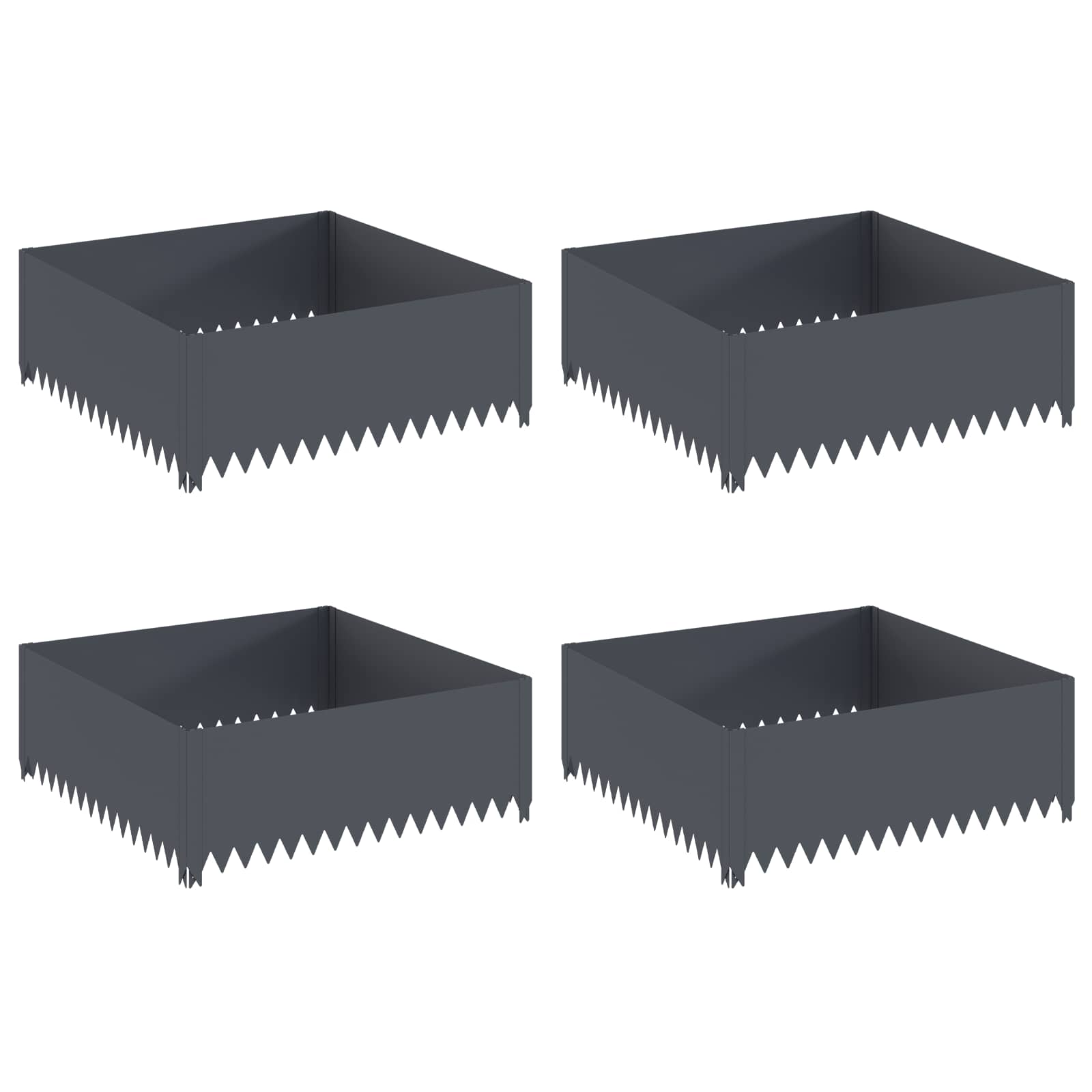vidaXL Krawężnik do trawnika 4 szt. 100 x 100 x 35 cm Stal antracytowy