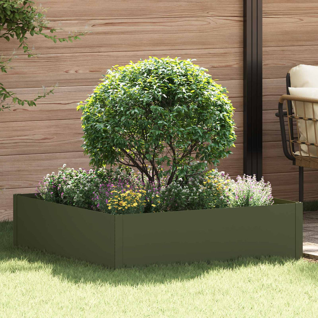 vidaXL Krawężnik do trawnika 100 x 100 x 35 cm Stal Oliwkowy zielony