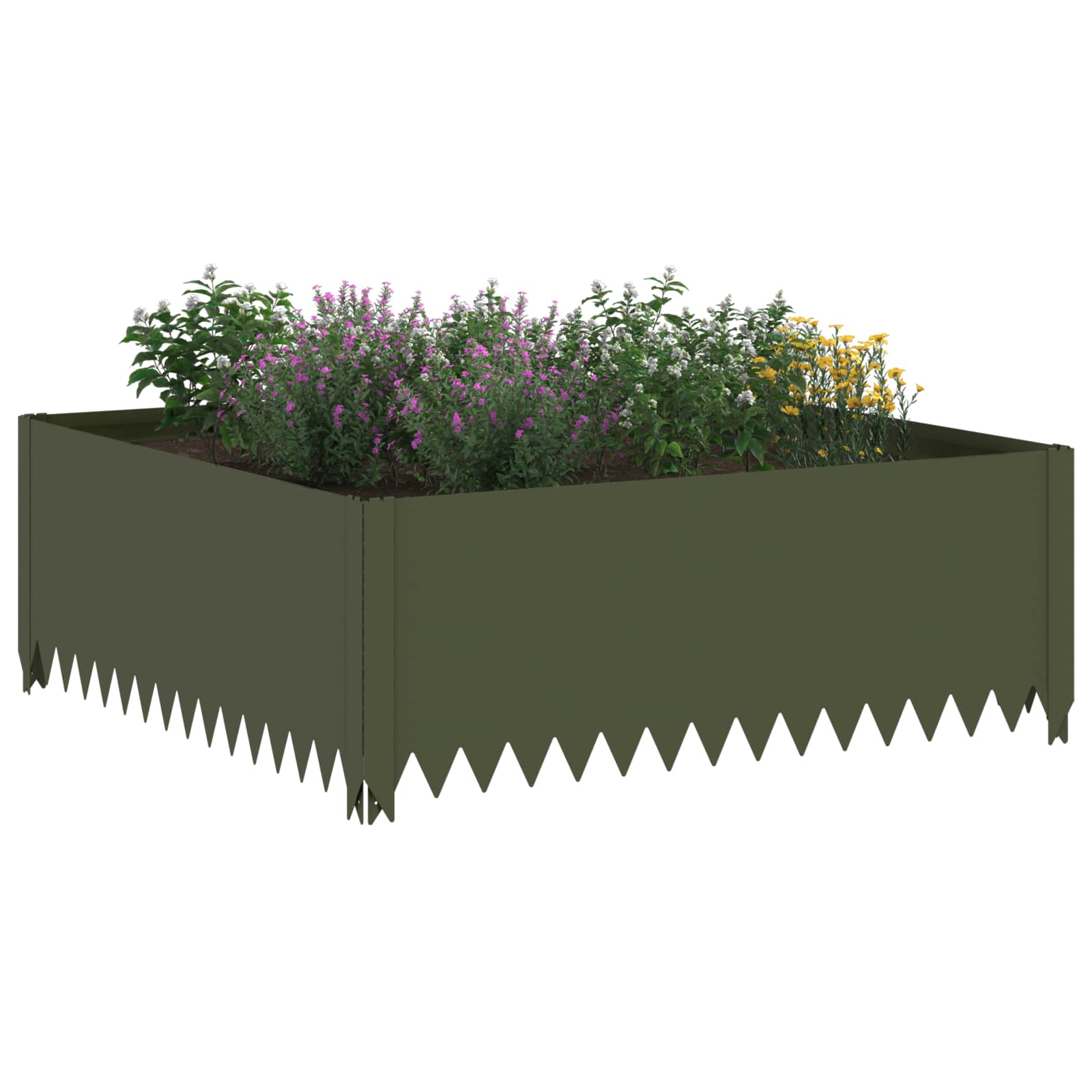 vidaXL Krawężnik do trawnika 100 x 100 x 35 cm Stal Oliwkowy zielony