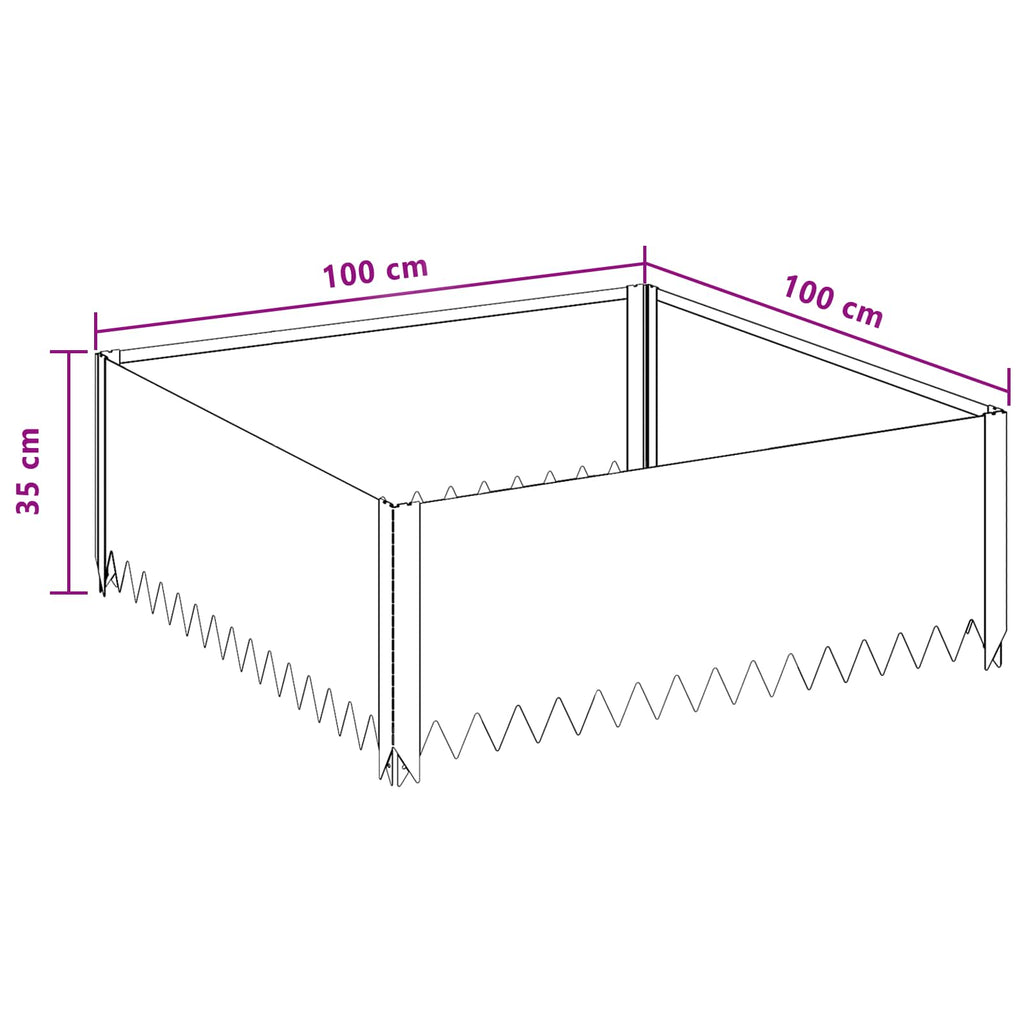 vidaXL Krawężnik do trawnika 100 x 100 x 35 cm Stal srebrny