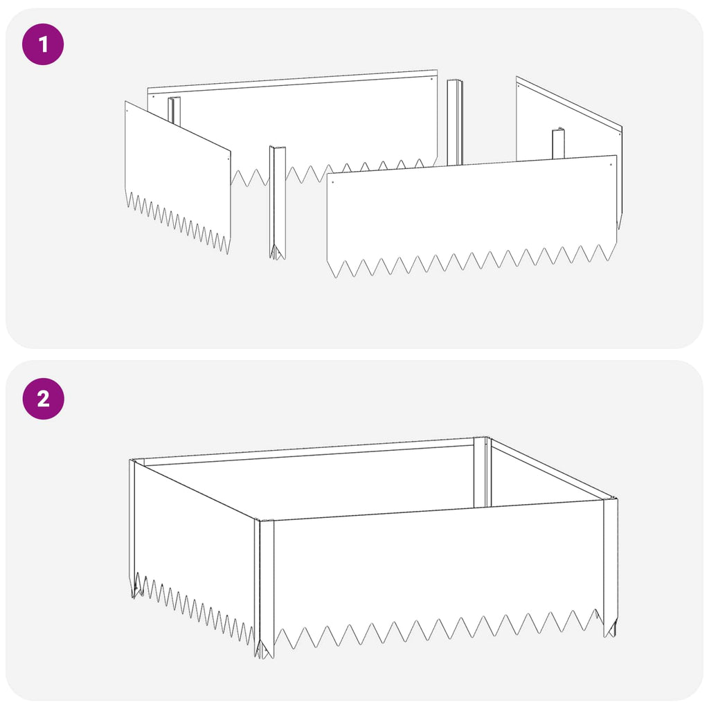 vidaXL Krawężnik do trawnika 4 szt. 100 x 100 x 35 cm Stal srebrny