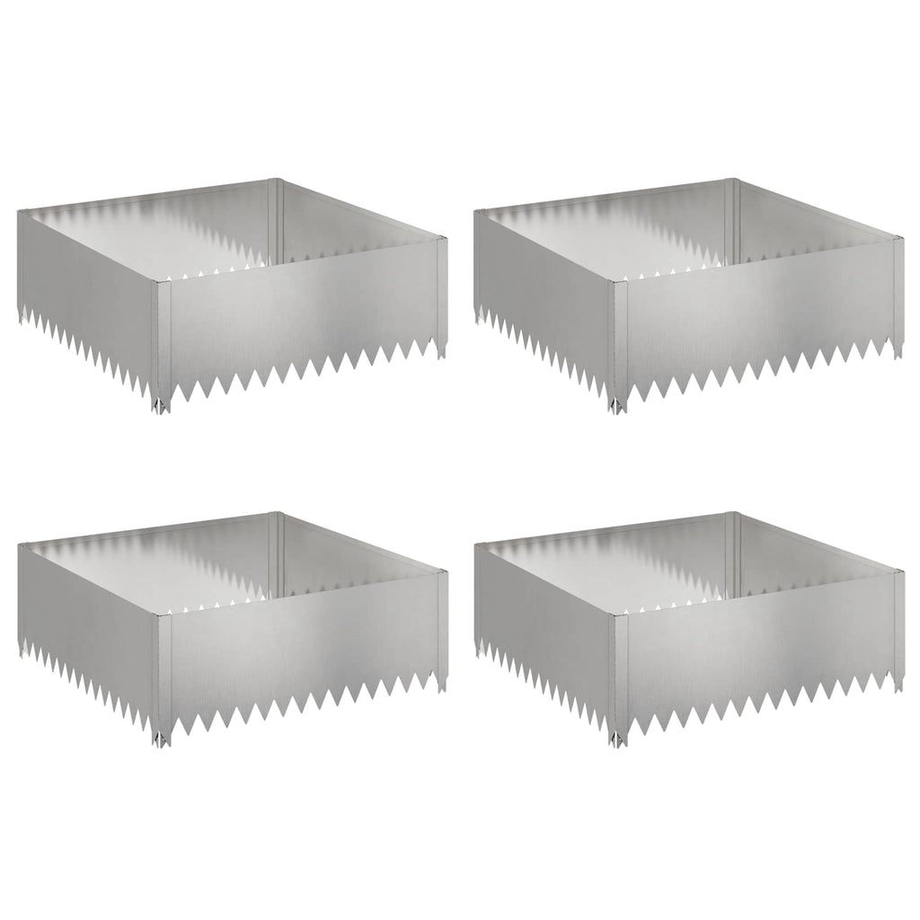 vidaXL Krawężnik do trawnika 4 szt. 100 x 100 x 35 cm Stal srebrny