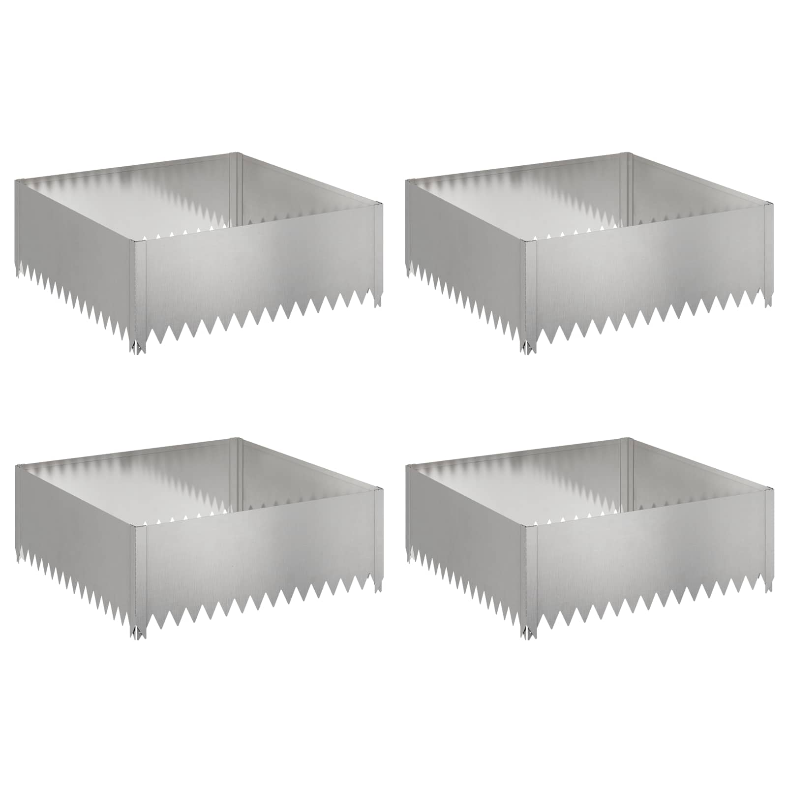 vidaXL Krawężnik do trawnika 4 szt. 100 x 100 x 35 cm Stal srebrny