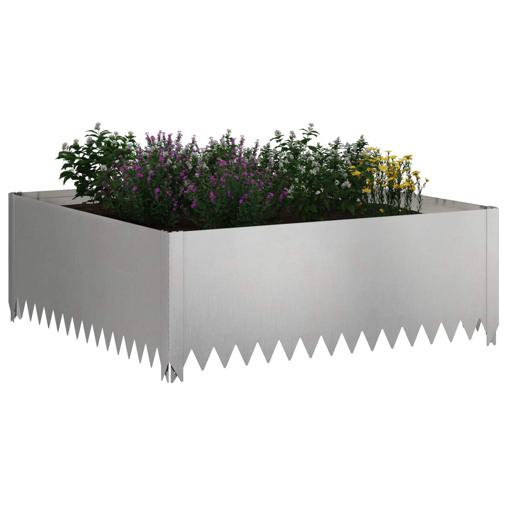 vidaXL Krawężnik do trawnika 4 szt. 100 x 100 x 35 cm Stal srebrny