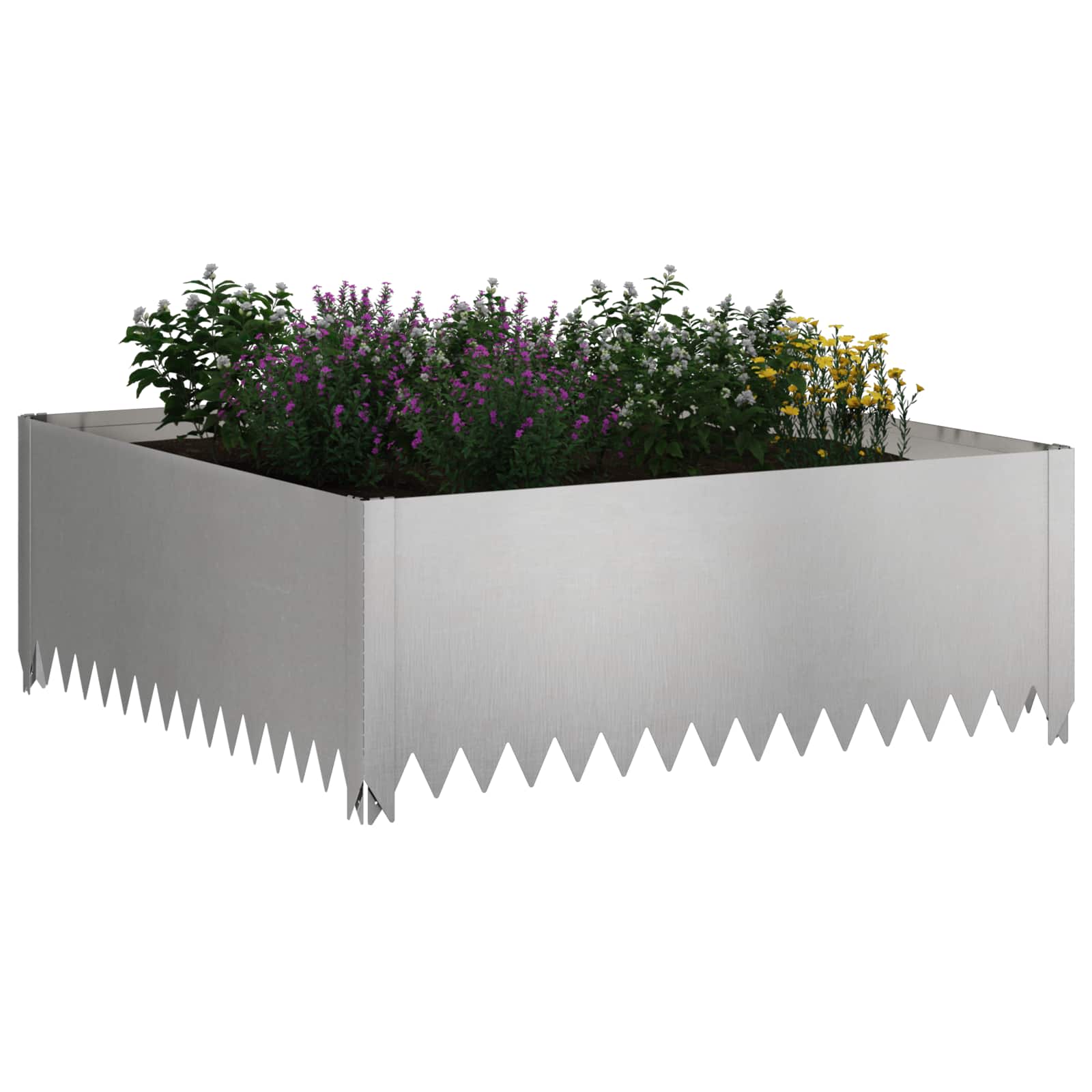 vidaXL Krawężnik do trawnika 4 szt. 100 x 100 x 35 cm Stal srebrny