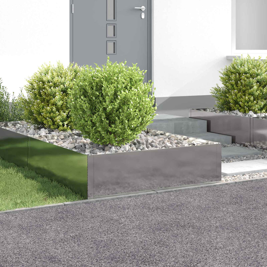 vidaXL Krawężnik do trawnika 4 pcs 100 x 100 x 35 cm Stal srebrny