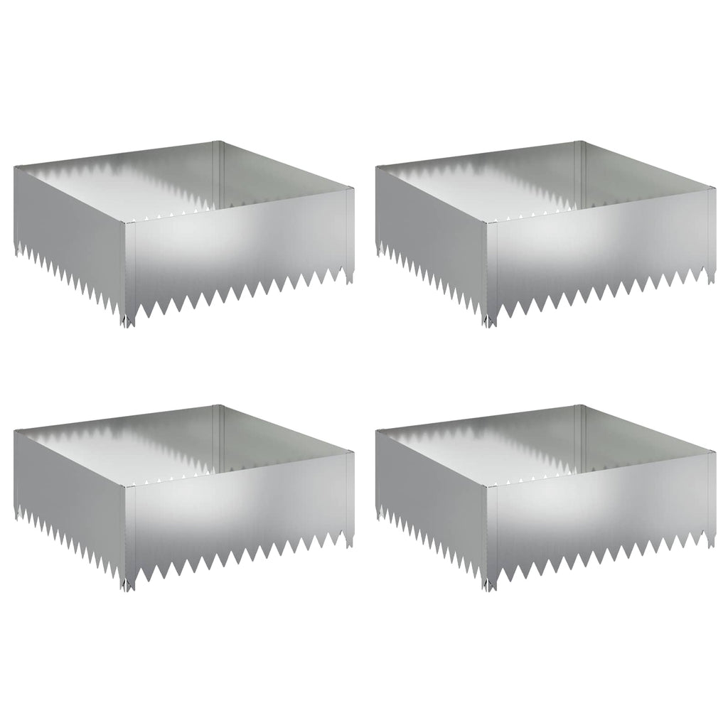 vidaXL Krawężnik do trawnika 4 pcs 100 x 100 x 35 cm Stal srebrny