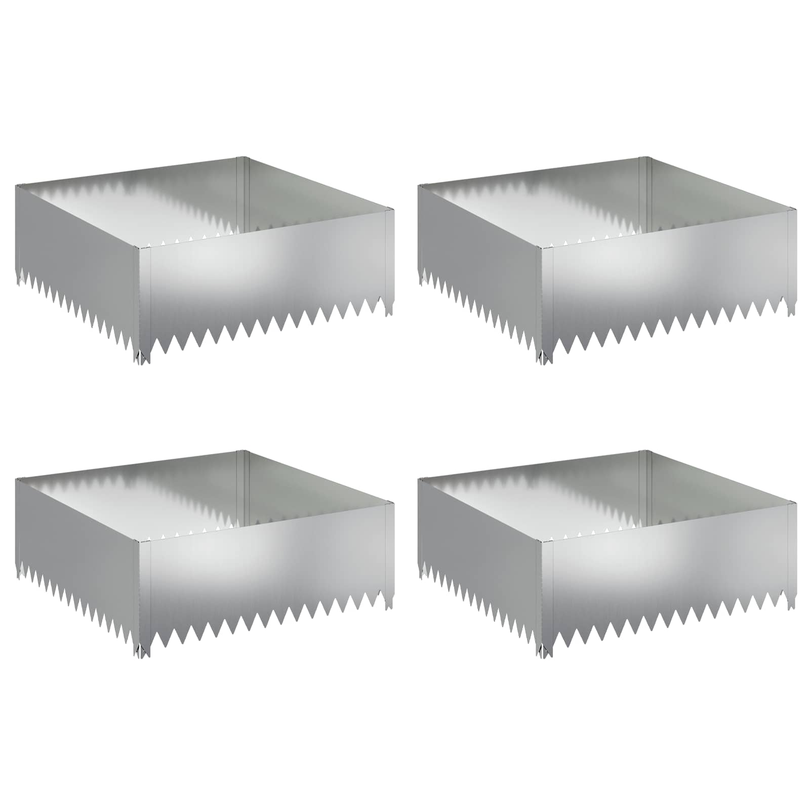 vidaXL Krawężnik do trawnika 4 pcs 100 x 100 x 35 cm Stal srebrny