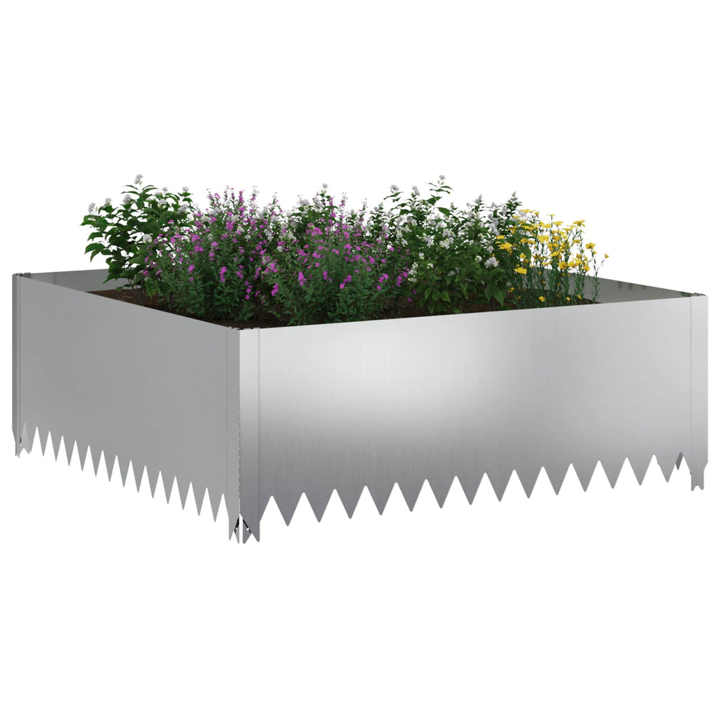 vidaXL Krawężnik do trawnika 4 pcs 100 x 100 x 35 cm Stal srebrny