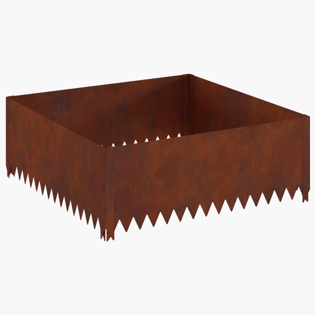 vidaXL Krawężnik do trawnika 100 x 100 x 35 cm Stal Rdzawy
