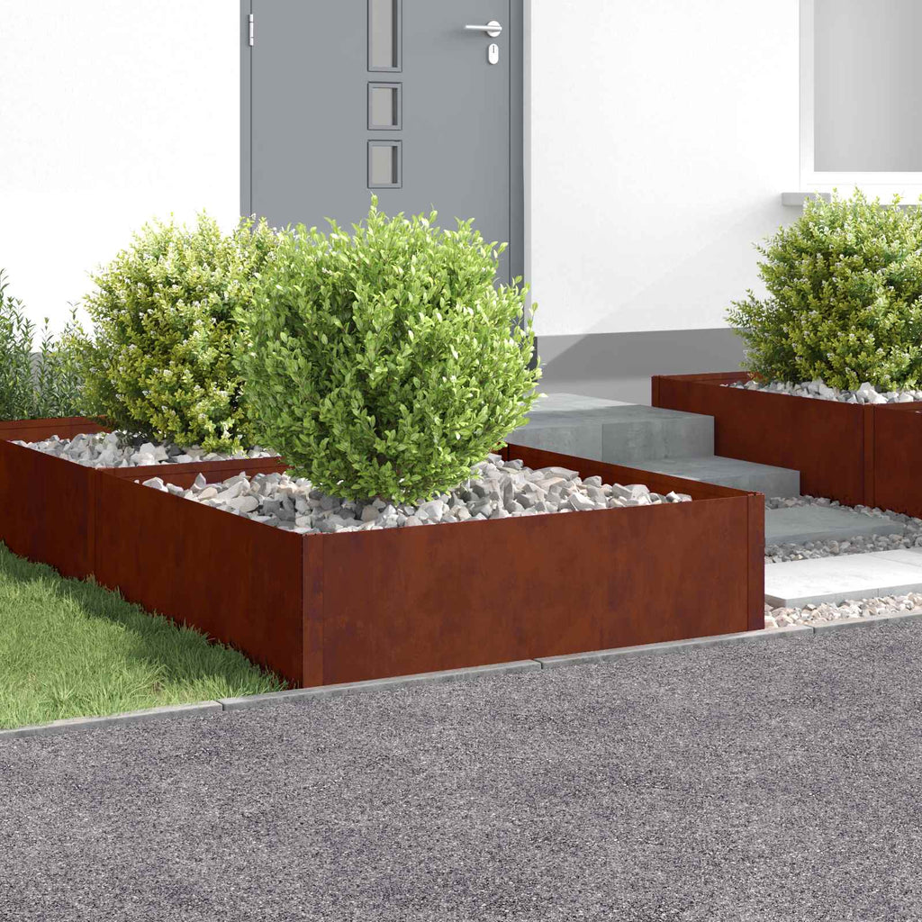 vidaXL Krawężnik do trawnika 4 pcs 100 x 100 x 35 cm Stal Rdzawy