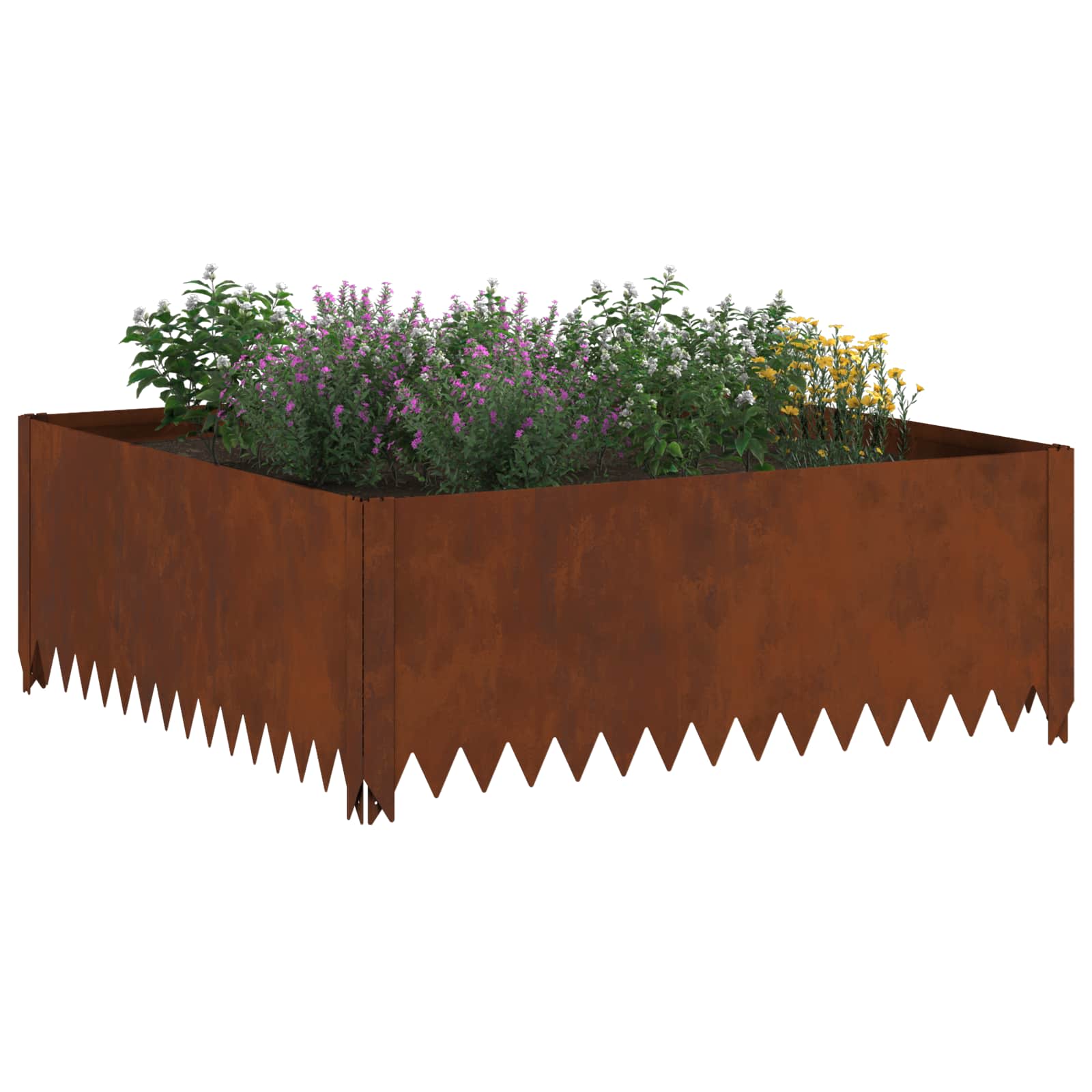 vidaXL Krawężnik do trawnika 4 pcs 100 x 100 x 35 cm Stal Rdzawy