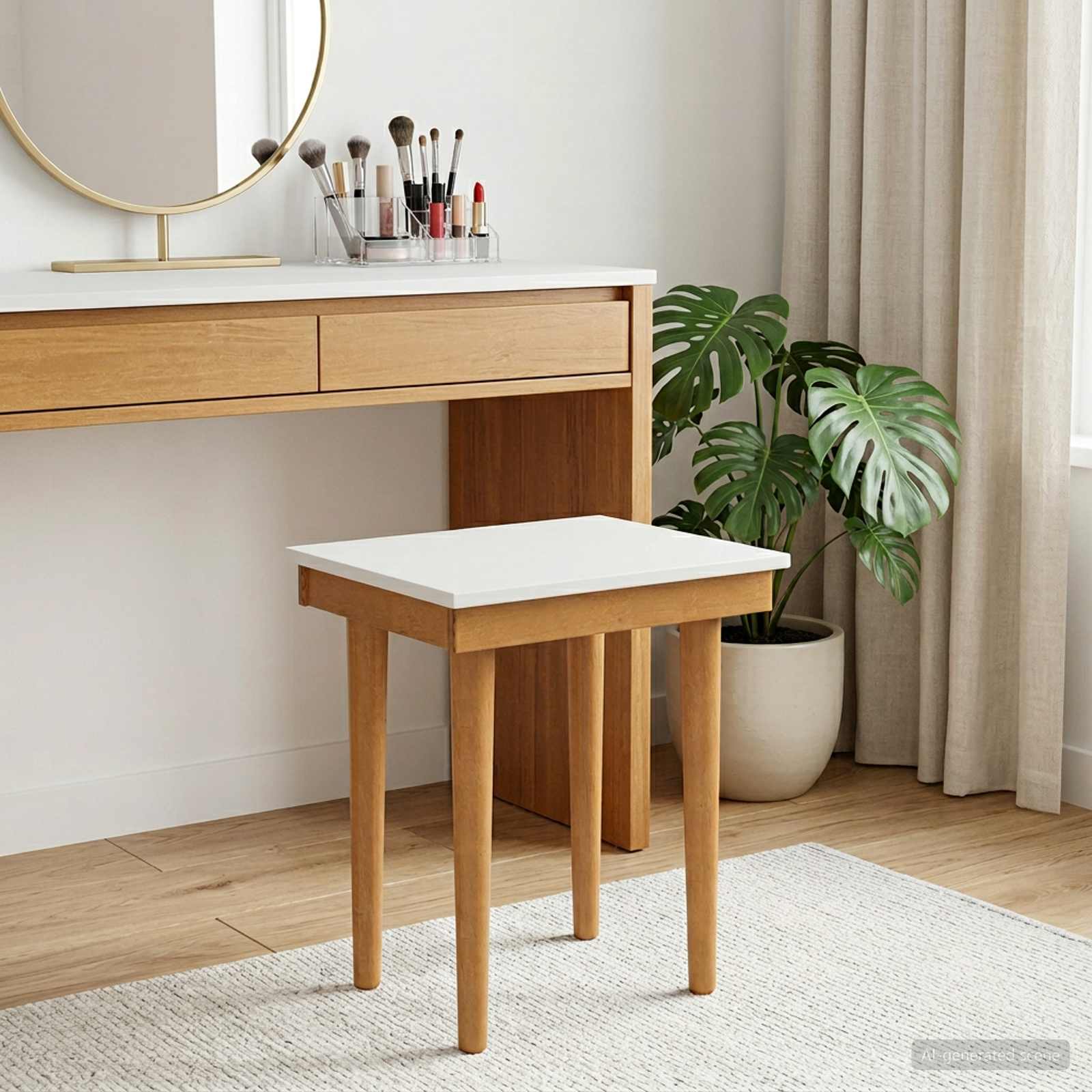vidaxl Stołek do Toaletki FAUSKE Biały 40 x 33 x 45 cm