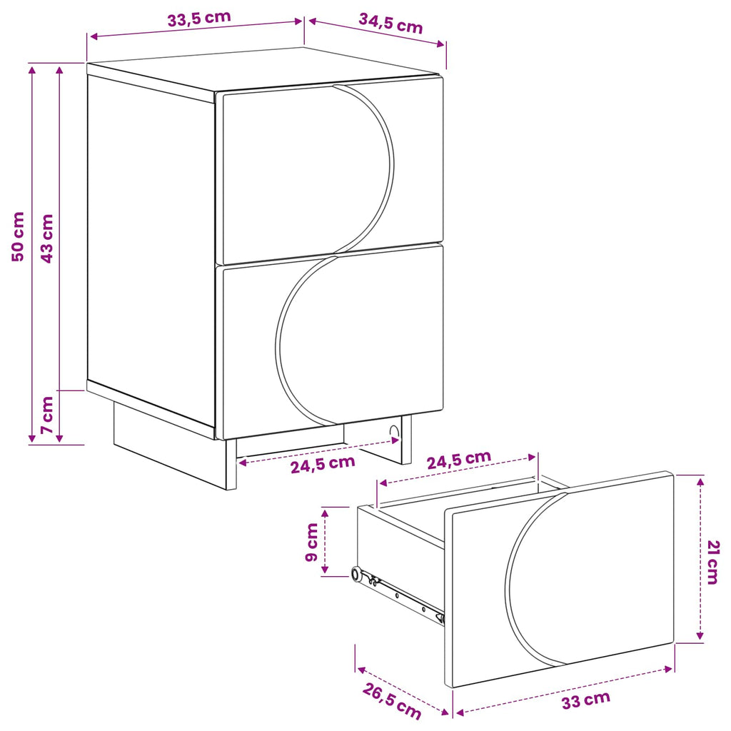 vidaXL Szafka Nocna Czarny 33,5 x 34,5 x 50 cm Drewno inżynieryjne