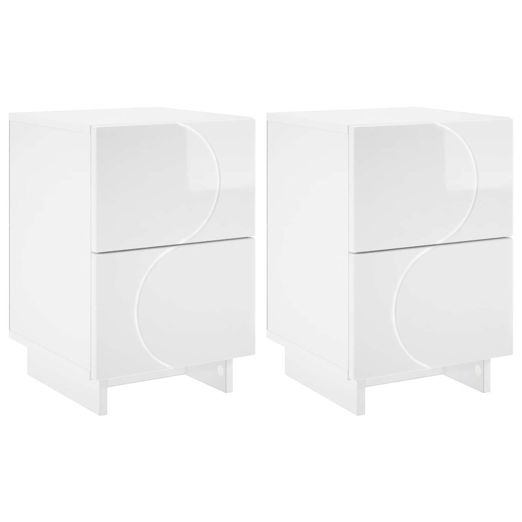 vidaXL Szafka Nocna 2 szt. Biały wysoki połysk 33,5 x 34,5 x 50 cm